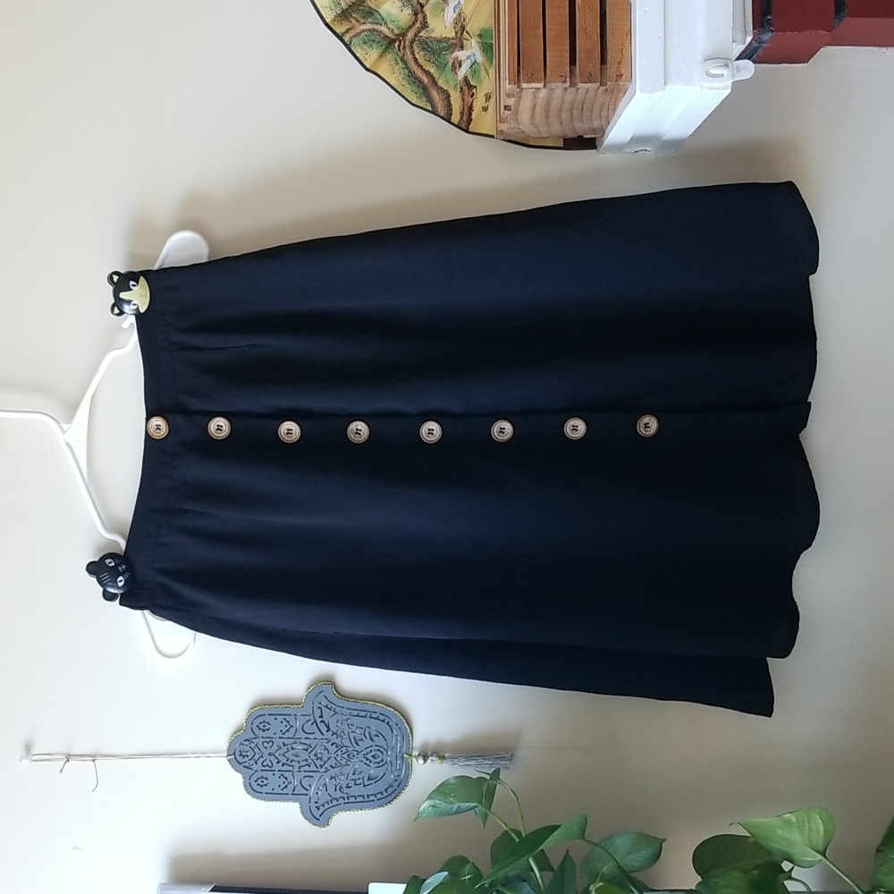 Lulus Black Button Midi Skirt